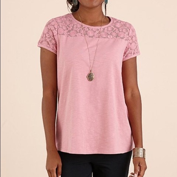 Matilda Jane Lory Pink Floral Lace Top Small Mauve - Picture 1 of 7